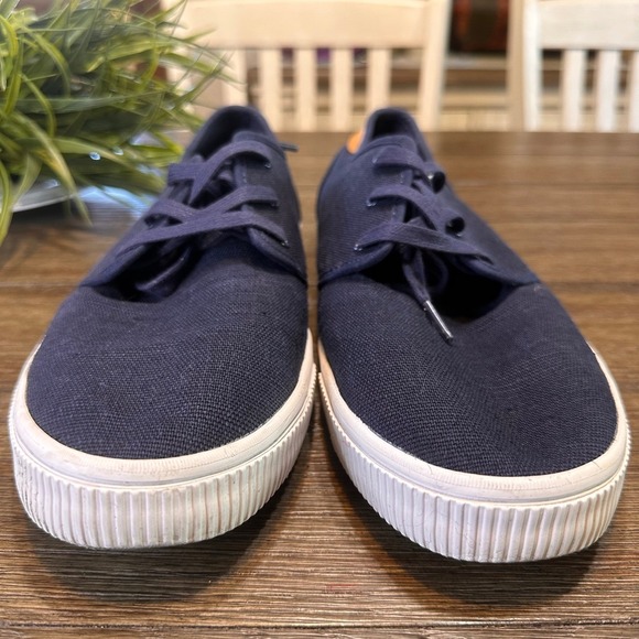TOMS Earthwise Navy Carlo Canvas Knit Lace Up Sneakers Shoes Mens Size 11.5 - Picture 2 of 10